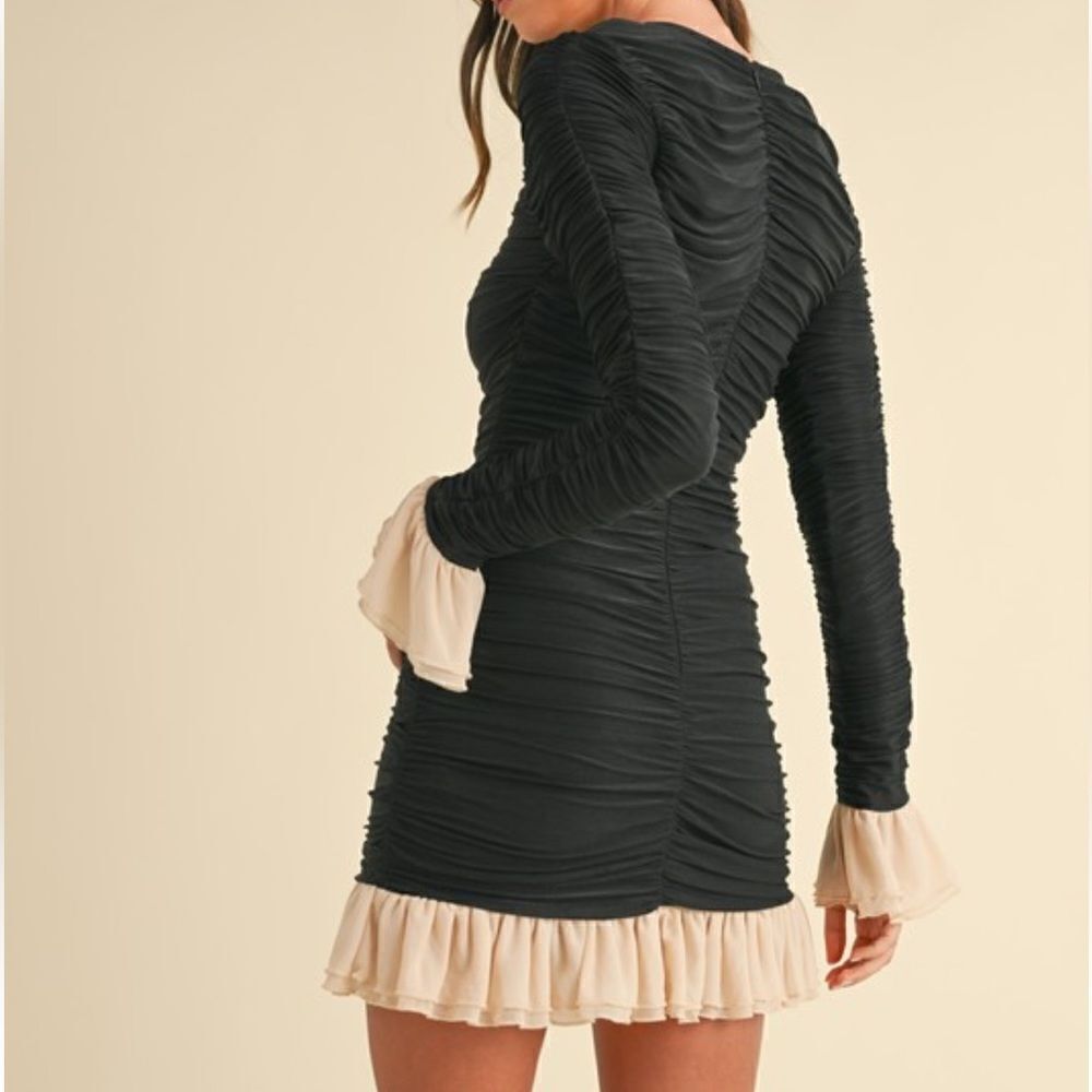 943. RUCHED MINI DRESS WITH RUFFLE DETAIL - Picture 10 of 10